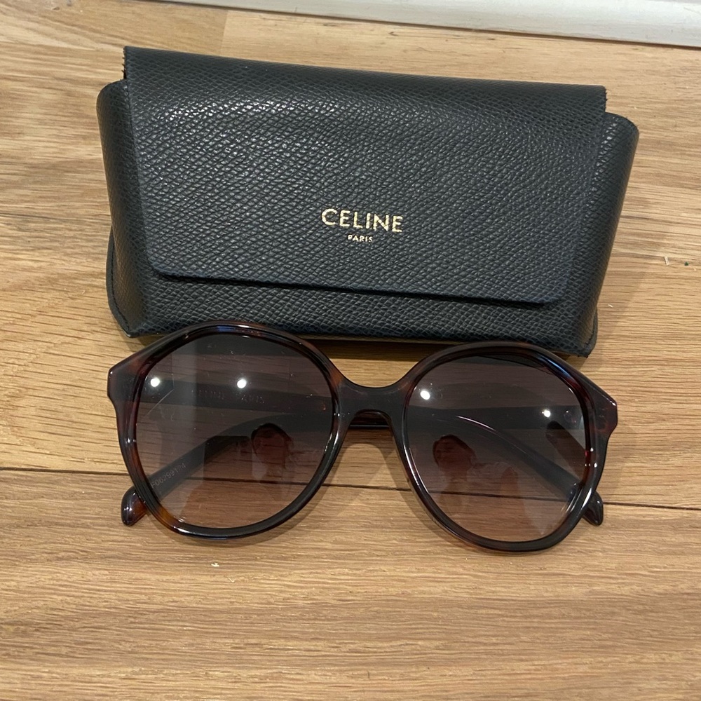 Celine 54mm Gradient Sunglasses in Dark Havana/Gradient Smoke with case